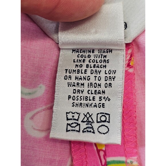 BF Women's 8 VINTAGE LILLY PULITZER Pink Palm Tree Tapered Leg Khaki Chino Pants - Picture 11 of 11